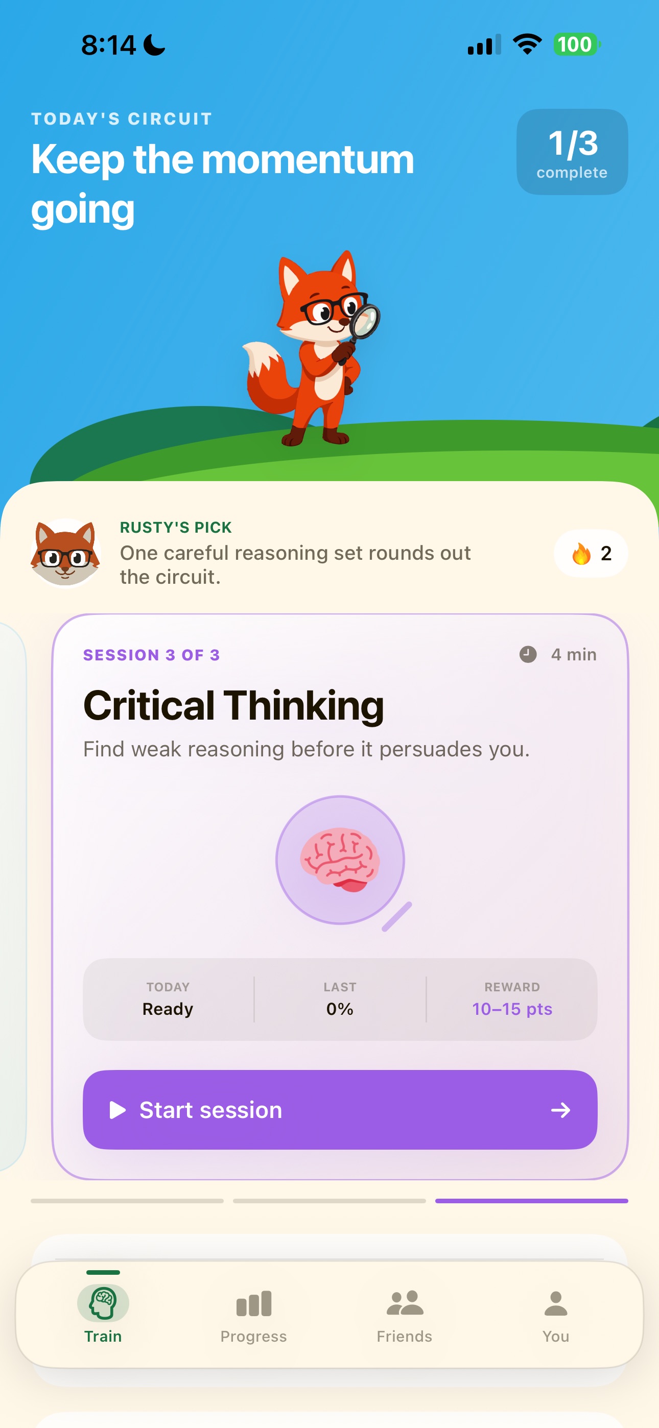 Rusty daily circuit showing critical thinking training